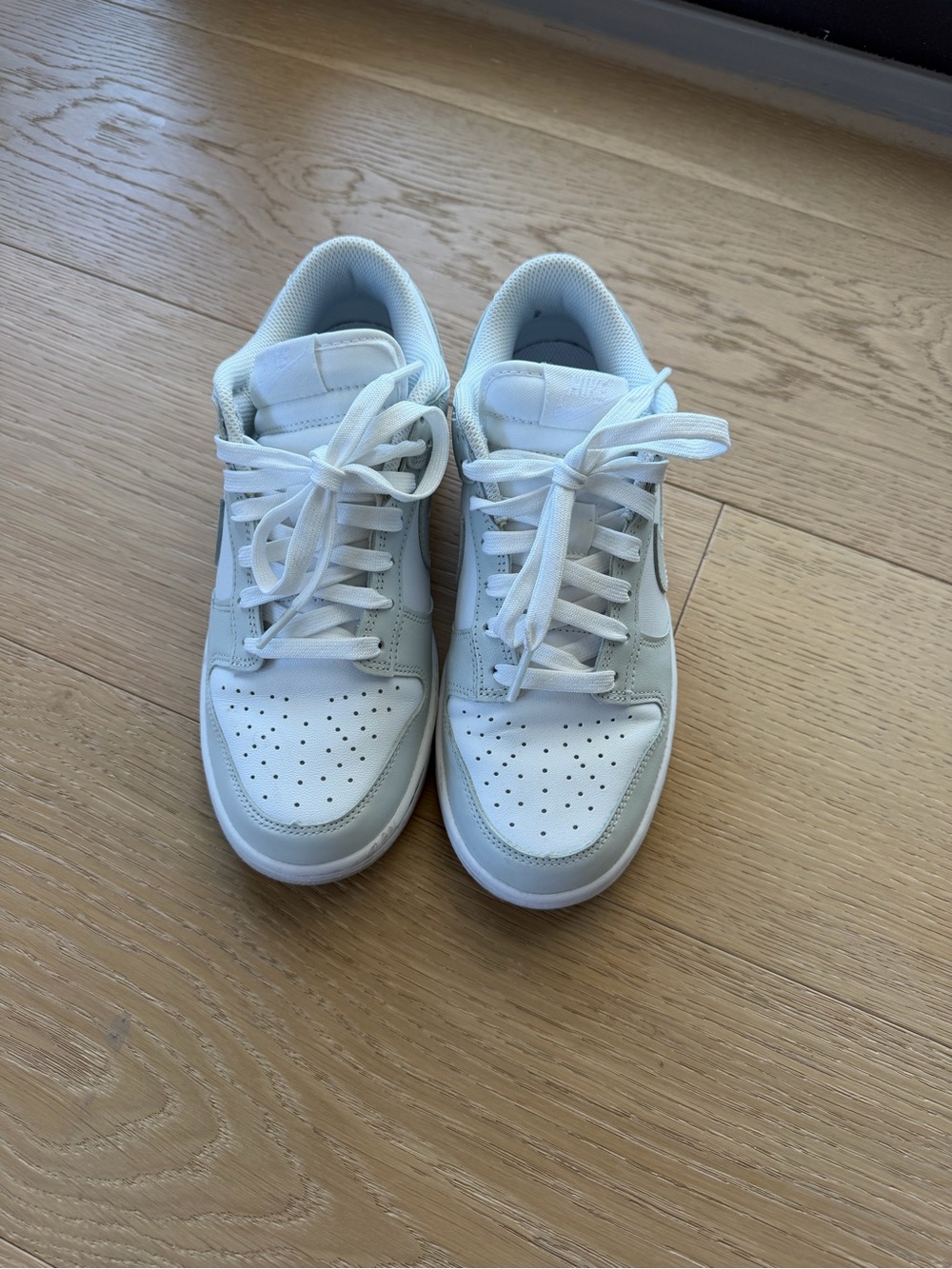 Nike Women's Dunk Low in White and Light Gray - Picture 2 of 6